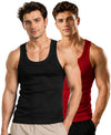 T.T. Men|Desire Premium Gym Vest|Pure Cotton|Rib Fabric|Moisture-Wicking, Breathable & Stretchable Sleeveless Undershirt| Ideal For Gym, Sports & Daily Wear|Pack Of 2|Black,Red