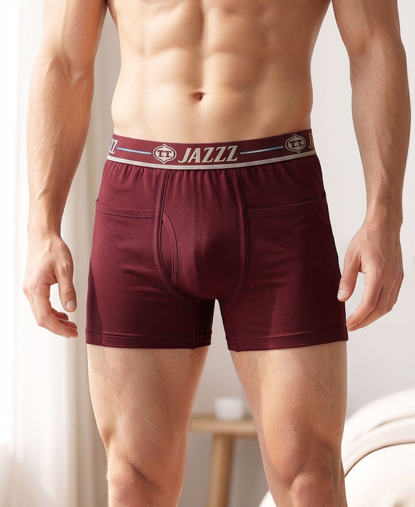 T.T. Jazzz Men’S Cotton Trunk With Outer Pocket|Comfortable Fit|Top Elastic Waistband|Pack Of 2|Green-Maroon