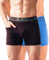 T.T. Jazzz Men’S Cotton Trunk With Outer Pocket|Comfortable Fit|Top Elastic Waistband|Pack Of 2|Dark Brown,Sky Blue