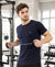 HiFlyers Men Regular Fit Polyster Pique Round Neck Half Sleev Tshirt Navy