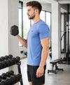 HiFlyers Men Regular Fit Polyster Pique Round Neck Half Sleev Tshirt Blue