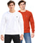T.T. Men Classic Winter Essential T-Shirt|Polyester 180 Gsm|Regular Fit|Round Neck|Full Sleeve Tees|Pack Of 2|White,Rust