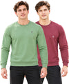 T.T. Men Classic Winter Essential T-Shirt|Polyester 180 Gsm|Regular Fit|Round Neck|Full Sleeve Tees|Pack Of 2|Green,Onion