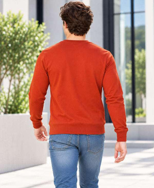 T.T. Men Classic Winter Essential T-Shirt|Polyester 180 Gsm|Regular Fit|Round Neck|Full Sleeve TeesRust
