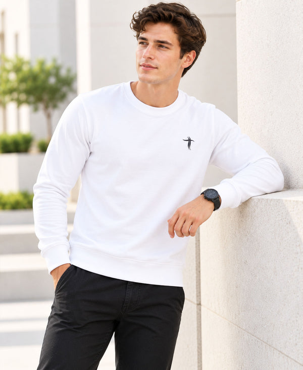 T.T. Men Classic Winter Essential T-Shirt|Polyester 180 Gsm|Regular Fit|Round Neck|Full Sleeve TeesWhite