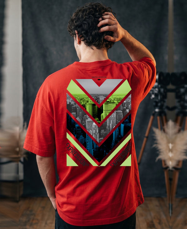 T.T. Men OversizedGraaphic Printed T-Shirt Red