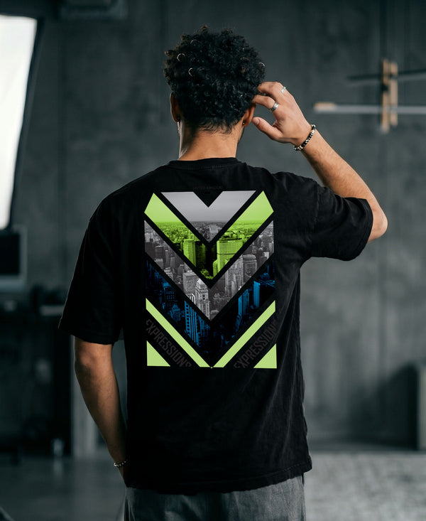 T.T. Men OversizedGraaphic Printed T-Shirt Black