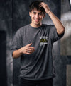 T.T. Men OversizedGraaphic Printed T-Shirt Anthra Melange