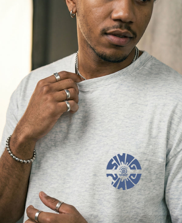 T.T. Men OversizedGraaphic Printed T-Shirt Grey Melange