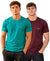 Hiflyers Men Regular Fit Cotton Round Neck T-Shirt |Pack Of 2|Teal Blue,Maroon