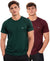 Hiflyers Men Regular Fit Cotton Round Neck T-Shirt |Pack Of 2|Green,Maroon