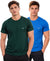 Hiflyers Men Regular Fit Cotton Round Neck T-Shirt |Pack Of 2|Green,Blue