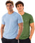 Hiflyers Men Regular Fit Cotton Round Neck T-Shirt |Pack Of 2|Baby Blue,Olive