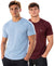 Hiflyers Men Regular Fit Cotton Round Neck T-Shirt |Pack Of 2|Baby Blue,Maroon