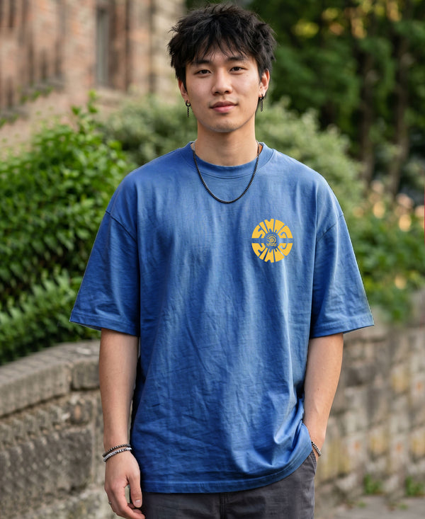 T.T. Men OversizedGraaphic Printed T-Shirt Sky Blue