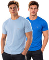 Hiflyers Men Regular Fit Cotton Round Neck T-Shirt |Pack Of 2|Baby Blue,Blue
