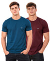 Hiflyers Men Regular Fit Cotton Round Neck T-Shirt |Pack Of 2|Airforce,Maroon