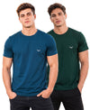 Hiflyers Men Regular Fit Cotton Round Neck T-Shirt |Pack Of 2|Airforce,Green