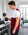T.T. Men Dri-Fit Cut & Sew Design T-ShirtPack Of 1 Maroon-White