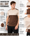 T.T. Men Dri-Fit Cut & Sew Design T-ShirtPack Of 1 Brown-Beige