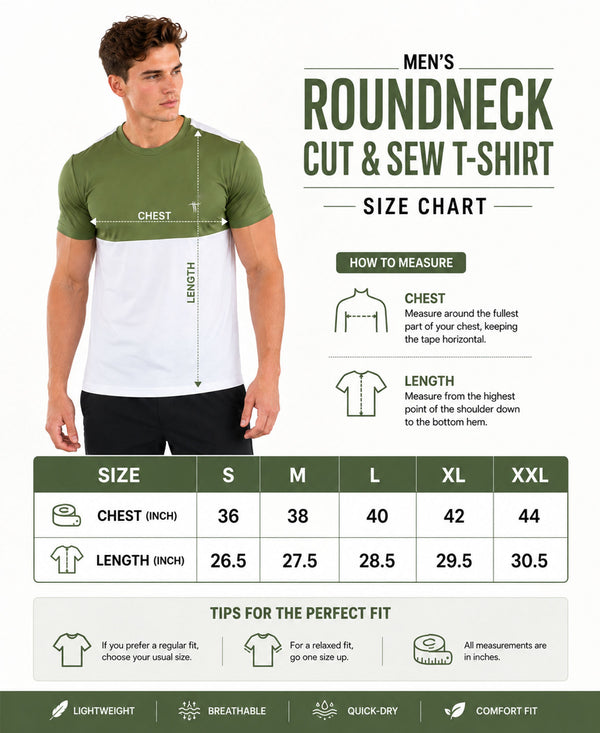 T.T. Men Dri-Fit Cut & Sew Design T-ShirtPack Of 1 White-Green