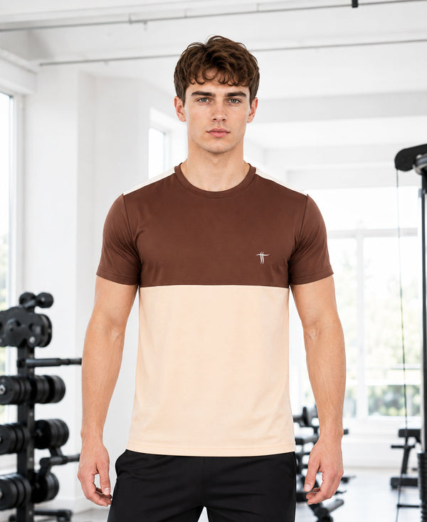 T.T. Men Dri-FitCut & Sew Design T-ShirtPack Of 1 Beige-Brown