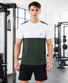 T.T. Men Dri-Fit Cut & Sew Design T-ShirtPack Of 1 Olive-White