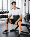 T.T. Men Dri-Fit Cut & Sew Design T-ShirtPack Of 1 Olive-White