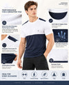 T.T. Men Dri-Fit Cut & Sew Design T-ShirtPack Of 1 Navy-White