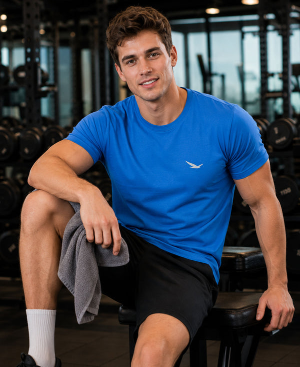 Hiflyers Men Regular Fit Cotton Round Neck T-ShirtBlue