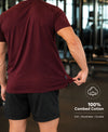 Hiflyers Men Regular Fit Cotton Round Neck T-ShirtMaroon