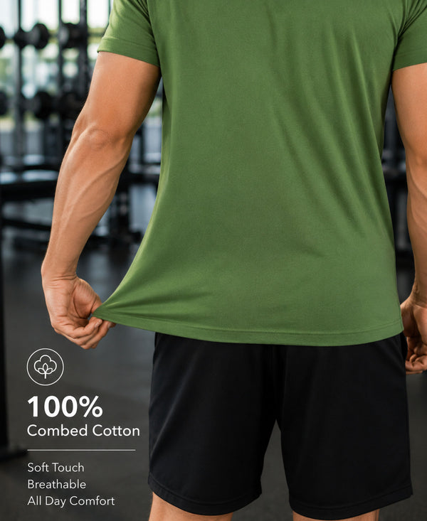 Hiflyers Men Regular Fit Cotton Round Neck T-ShirtOlive