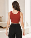 T.T. Women|Ribbed Crop Top|Sleeveless Round Neck Slim Fit Aesthetic Streetwear Top|Stretchable Cotton Fabric|Tshirt|Top||Rust