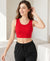 T.T. Women|Ribbed Crop Top|Sleeveless Round Neck Slim Fit Aesthetic Streetwear Top|Stretchable Cotton Fabric|Tshirt|Top||Red