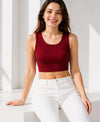 T.T. Women|Ribbed Crop Top|Sleeveless Round Neck Slim Fit Aesthetic Streetwear Top|Stretchable Cotton Fabric|Tshirt|Top||Maroon