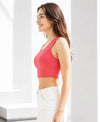 T.T. Women|Ribbed Crop Top|Sleeveless Round Neck Slim Fit Aesthetic Streetwear Top|Stretchable Cotton Fabric|Tshirt|Top||Coral