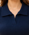 T.T. Women|Slim Fit Ribbed Tank Top|Stretchable Cotton Rib Fabric| Trendy High Street Casual & Office Wear Sleeveless Crop Tee|Desire Rib Polo Tshirt For Women|Navy Blue