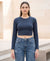 T.T. Women|Stylish Crop Top|Ribbed Slim Fit Full Sleeve Round Neck Trendy Casual Wear Top|Stretchable Cotton Fabric|Tshirt|Top||Royal Blue