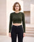 T.T. Women|Slim Fit Ribbed Top|Stretchable Cotton Rib Fabric| Trendy High Street Casual & Office Wear Full Sleeve Crop Tee|Desire Rib Tshirt For Women||Olive