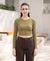 T.T. Women|Stylish Crop Top|Ribbed Slim Fit Full Sleeve Round Neck Trendy Casual Wear Top|Stretchable Cotton Fabric|Tshirt|Top||Dark Green