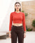 T.T. Women|Stylish Crop Top|Ribbed Slim Fit Full Sleeve Round Neck Trendy Casual Wear Top|Stretchable Cotton Fabric|Tshirt|Top||Coral