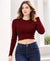 T.T. Women|Slim Fit Ribbed Top|Stretchable Cotton Rib Fabric| Trendy High Street Casual & Office Wear Full Sleeve Crop Tee|Desire Rib Tshirt For Women|Maroon