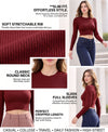 T.T. Women|Slim Fit Ribbed Top|Stretchable Cotton Rib Fabric| Trendy High Street Casual & Office Wear Full Sleeve Crop Tee|Desire Rib Tshirt For Women|Maroon