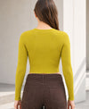 T.T. Women|Stylish Crop Top|Ribbed Slim Fit Full Sleeve Round Neck Trendy Casual Wear Top|Stretchable Cotton Fabric|Tshirt|Top||Light Green