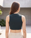 T.T. Women|Ribbed Crop Top|Sleeveless High Neck Slim Fit Aesthetic Streetwear Top|Stretchable Cotton Fabric|Tshirt|Top||Dark Green