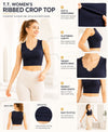 T.T. Women|Ribbed Crop Top|Sleeveless Notch Neck Slim Fit Aesthetic Streetwear Top|Stretchable Cotton Fabric|Tshirt|Top||Navy
