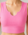 T.T. Women|Ribbed Crop Top|Sleeveless Notch Neck Slim Fit Aesthetic Streetwear Top|Stretchable Cotton Fabric|Tshirt|Top||L.Pink