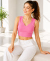 T.T. Women|Ribbed Crop Top|Sleeveless Notch Neck Slim Fit Aesthetic Streetwear Top|Stretchable Cotton Fabric|Tshirt|Top||L.Pink