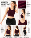 T.T. Women|Ribbed Crop Top|Sleeveless Round Neck Slim Fit Aesthetic Streetwear Top|Stretchable Cotton Fabric|Tshirt|Top||Plum