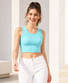 T.T. Women|Ribbed Crop Top|Sleeveless Round Neck Slim Fit Aesthetic Streetwear Top|Stretchable Cotton Fabric|Tshirt|Top||Mint